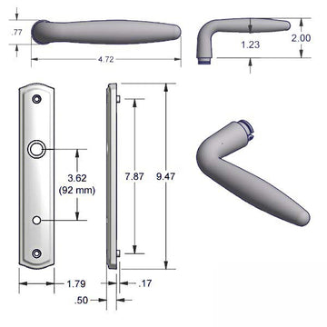 Active Keyed Handle Set 800C - for Multipoint Locks - Solid Brass - Choose Finish ,395220B
